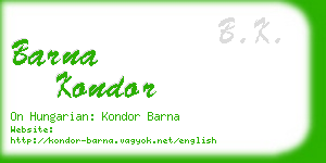 barna kondor business card